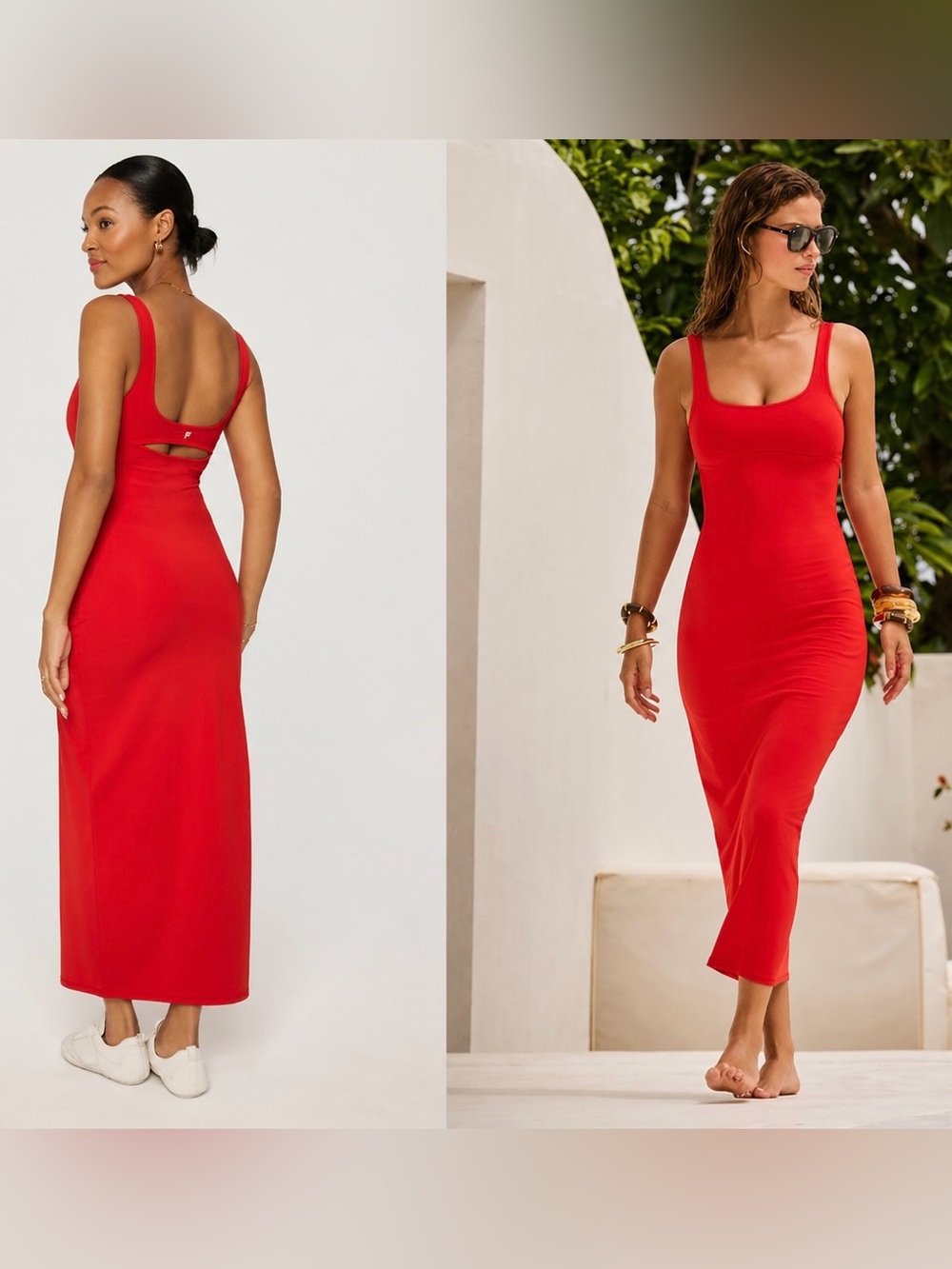 Fabletics Red Scoop-Neck Tank Maxi Dress